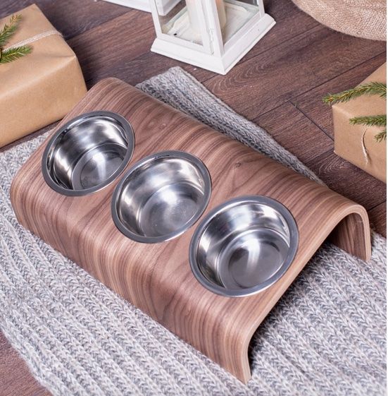 Mangimi: Futterstation mit 3 Näpfen Nussbaum Katze Hund – Nuovo e nell'imballaggio originale da Sirnach venduto da XELOonlineGmbH 1