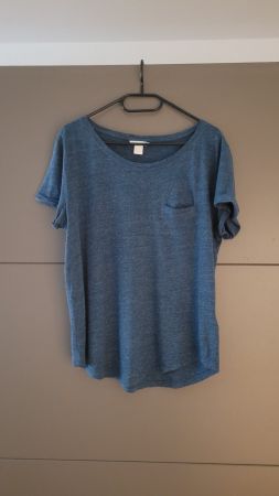 T-shirt bleu chiné avec poche poitrine en coton taille M