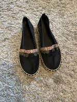 Schwarze Espadrilles mit Münzen, Grösse 37