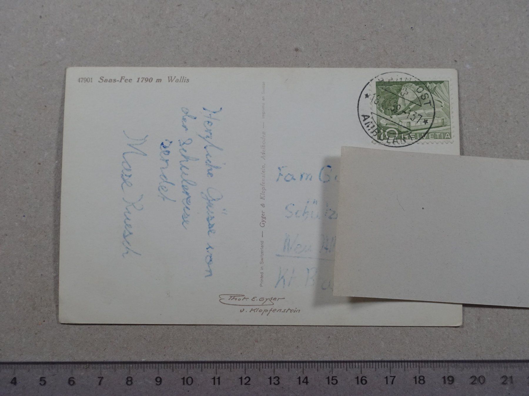 Ansichtskarten: Saas-Fee, 1959 – Gebraucht aus Lenzburg von fh1 1