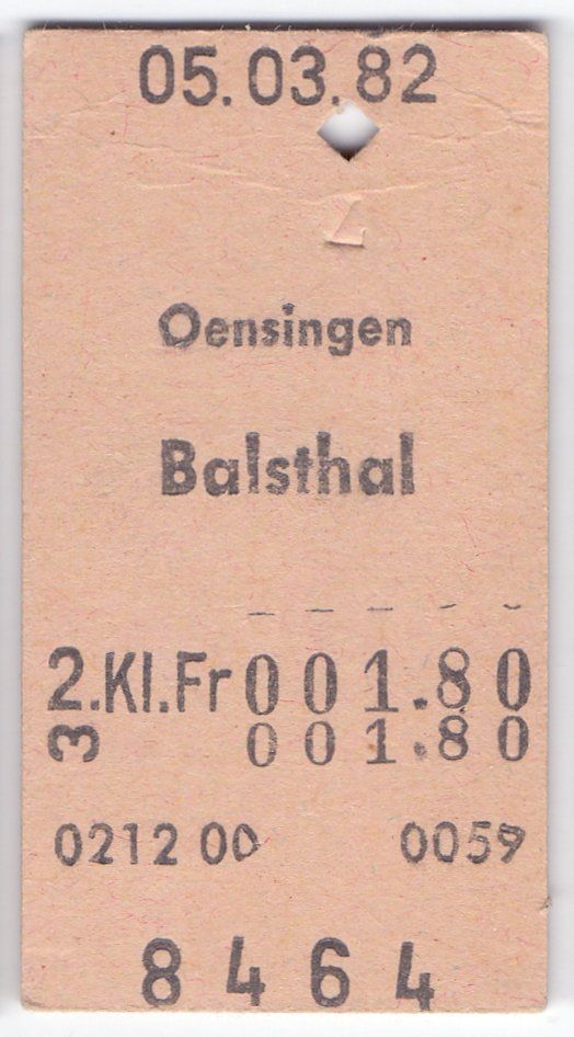 Billets: Billette Oensingen - Balsthal – D'occasion à Langenthal par Sammlungs_aus