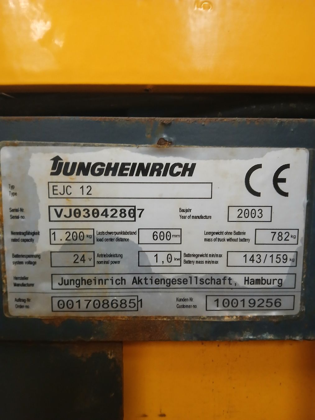 Jungheinrich Gabelstapler & Hubwagen: Hubwagen Jungheinrich EJC 12 – Defekt aus Engelberg von lus_bc6s 3