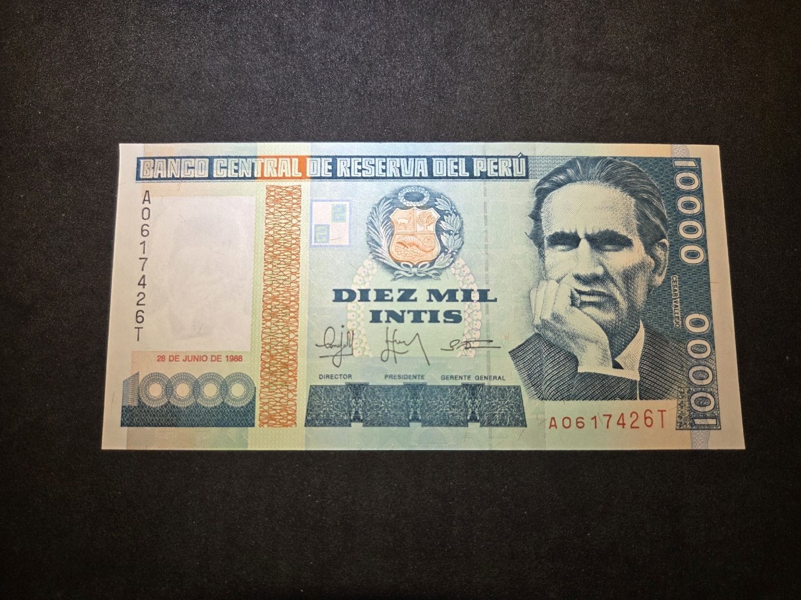 Banconote: 10'000 Intis - Peru - 1988 – Nuovo (secondo la descrizione) da Geroldswil venduto da Antica01