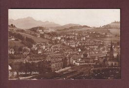 ST. GALLEN - Teilansicht mit Bahnhof und Santis - 1923