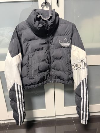 Coole Adidas Winter Jacke, Schwarz/Weiss, Grösse XS