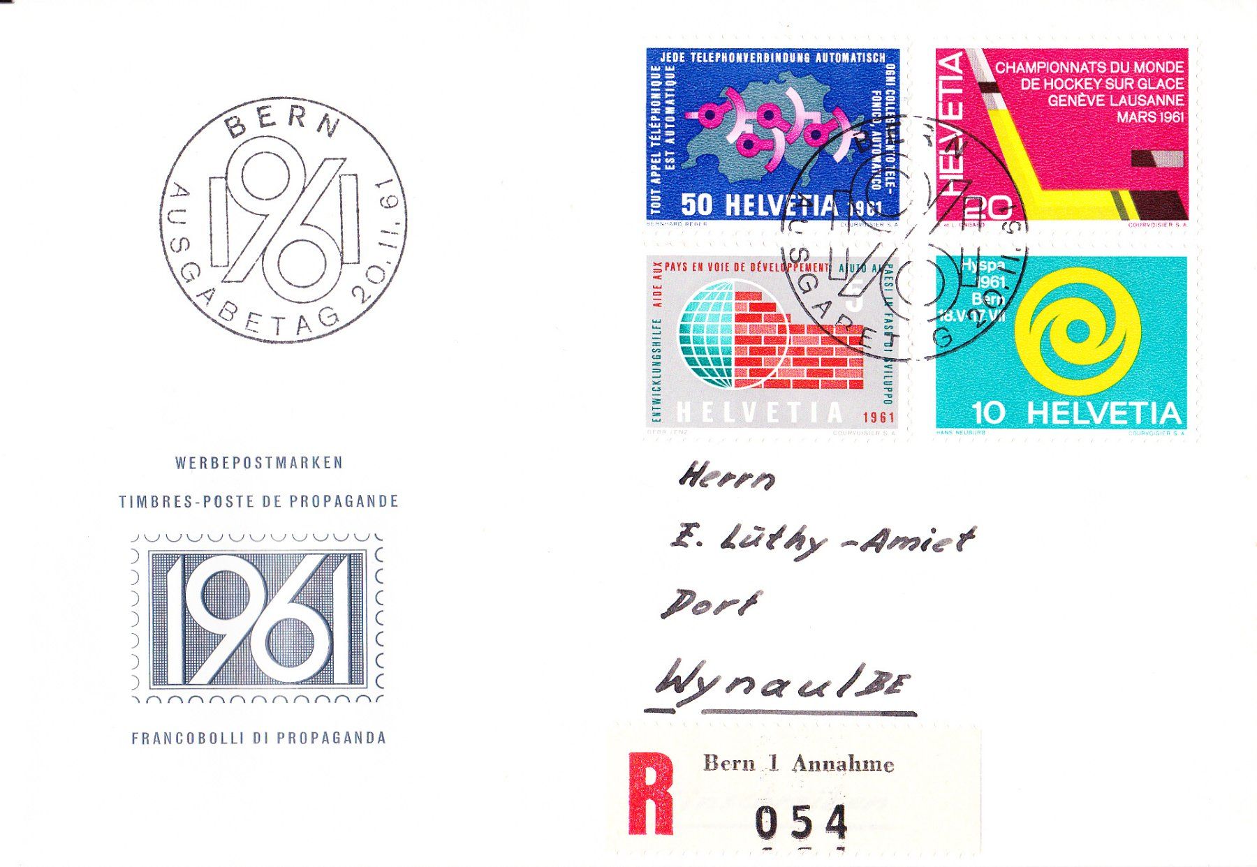 Tutti i francobolli: FDC 1961, 375-378, gelaufen – Usato da Obfelden venduto da Funke2