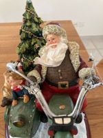 Musikdose Weihnachtsmann auf Motorrad mit Baum