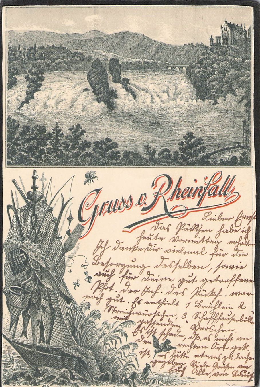 Cartoline postali: ^Gruss vom Rheinfall , gel. 1899 – Usato da Reichenburg venduto da Pipo-67