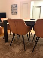 6 chaises couleur cognac - effet velours 
