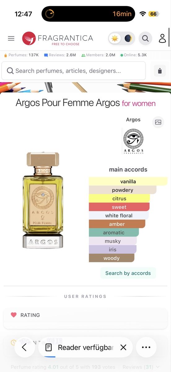 Argos Profumi & Eau de Toilette: Argos Pour Femme, 2 ml – Usato da Sursee venduto da nst_czk2 1