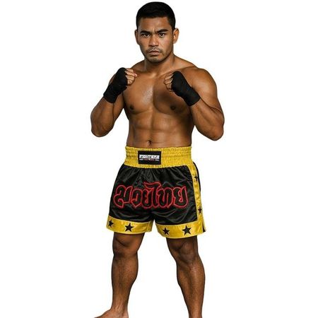 FIGHTERS / Muay Thai Shorts Schwarz-Gelb / Small - XXL