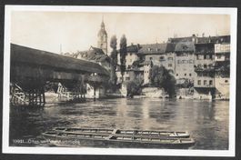 Olten und die Aarebrücke mit Pontonierbooten Feldpoststempel
