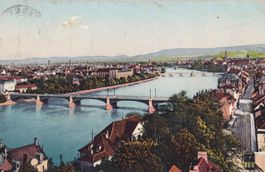 Basel panorama vom St. Johannturm drei Rheinbrücken 1910