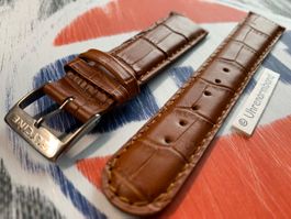 Glycine Lederarmband, 20mm Leder braun, Uhrenarmband