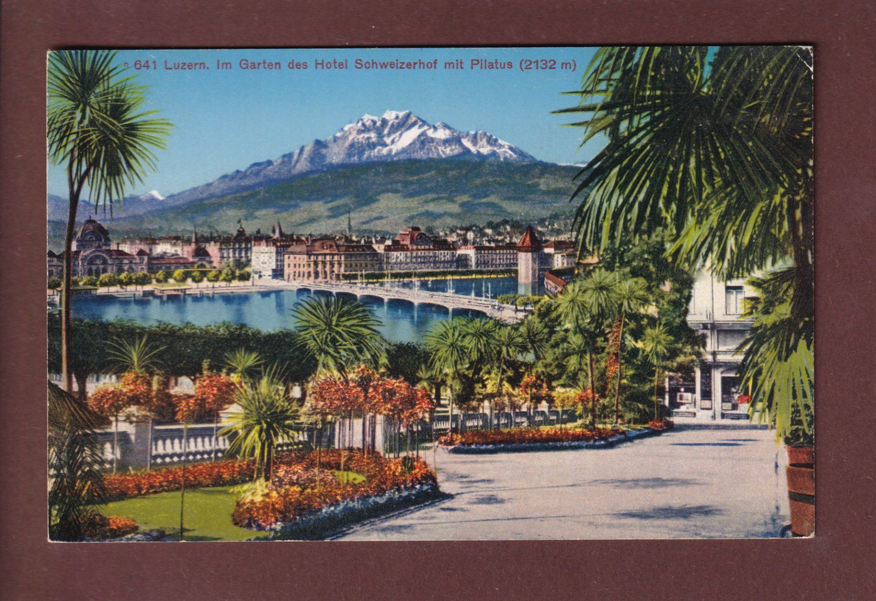 Cartoline postali: LUZERN - Hotel Schweizerhof - Garten – Usato da Pully venduto da nicecards