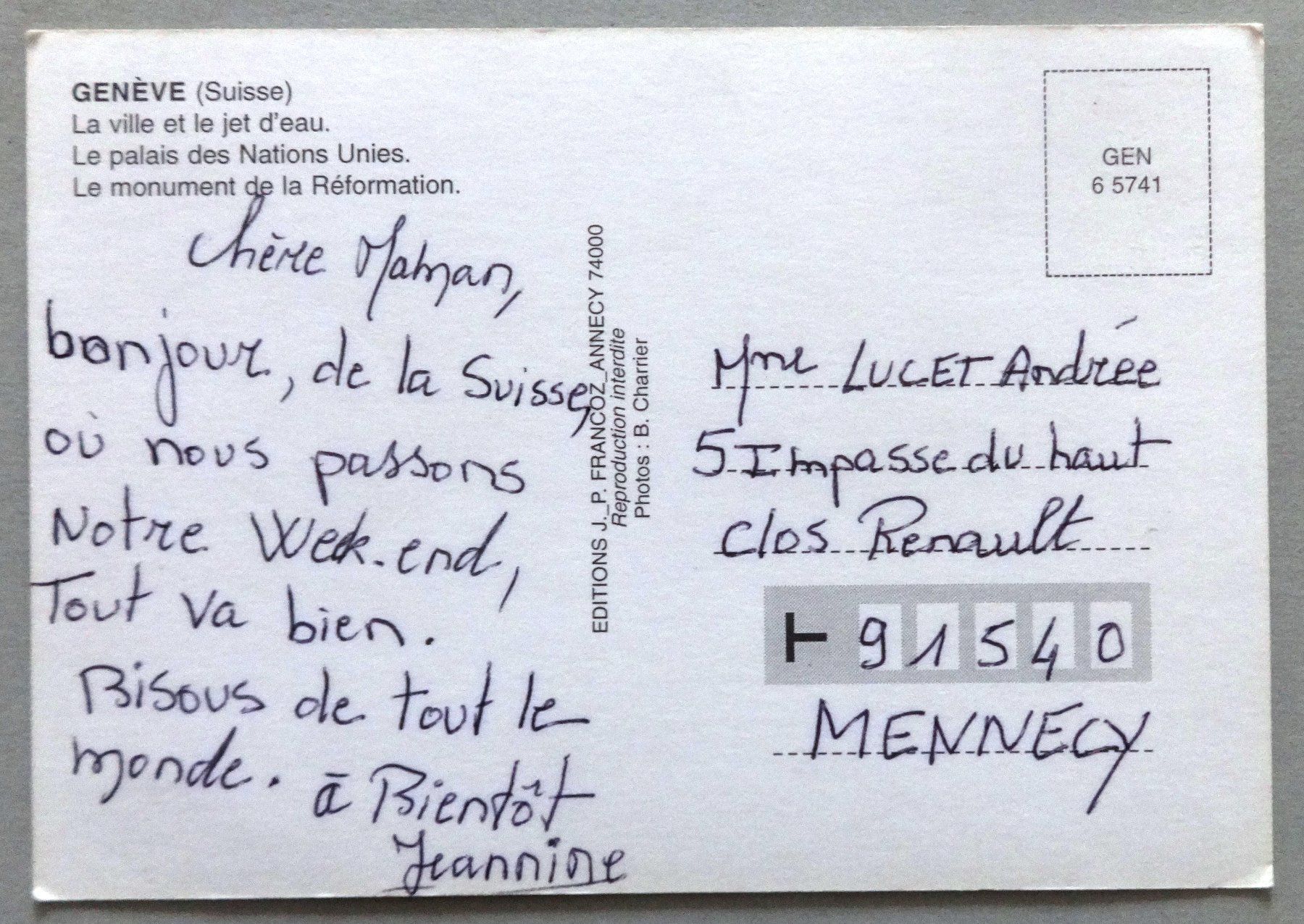 Cartes postales: Genève – D'occasion à Fétigny par Billy2miny 1