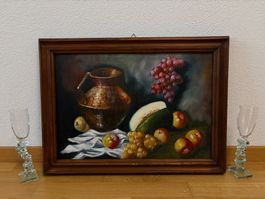 64.5x47.5/ handgemaltes Ölgemälde Stillleben Früchten Krug