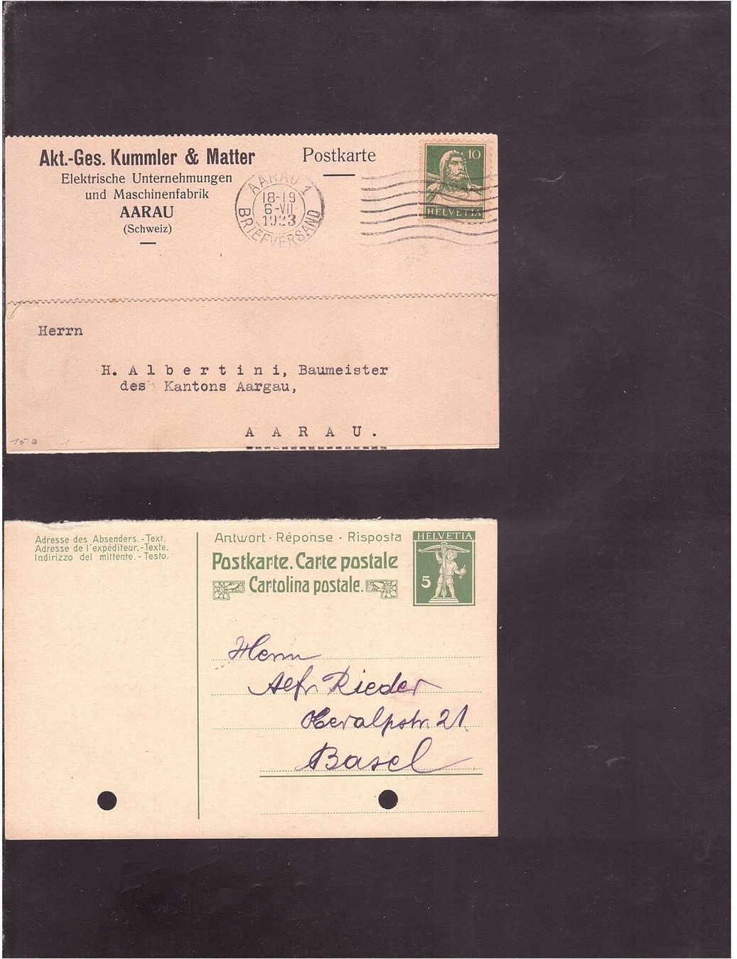 Cartoline: 2 Postkarten 1923 – Usato da Rheinau venduto da loxis