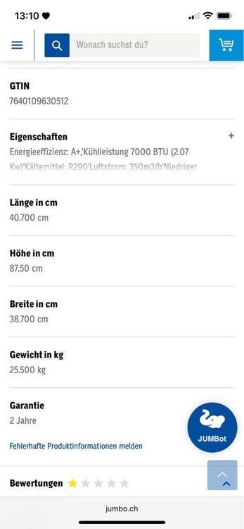 Klimageräte: Ecowell Mobiles Klimagerät | ECO-CON | 7000 BTU – Neu (gemäss Beschreibung) aus Effretikon von 70Shaft 7