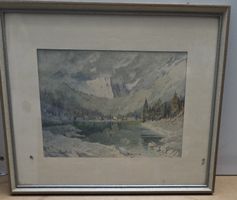 Aquarell Am Obernberger-See Tirol signiert M.Mahler antik