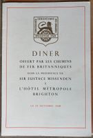 Menu offert par les chemins de fer britanniques-Brighton1949