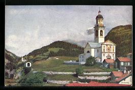 Tiefencastel, Teilansicht mit Kirche, Re