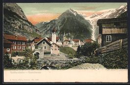 Goeschenen, Ortspartie mit Gotthardbahn