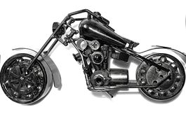 Déco : Moto en Métal - Guidon et Roues Mobiles