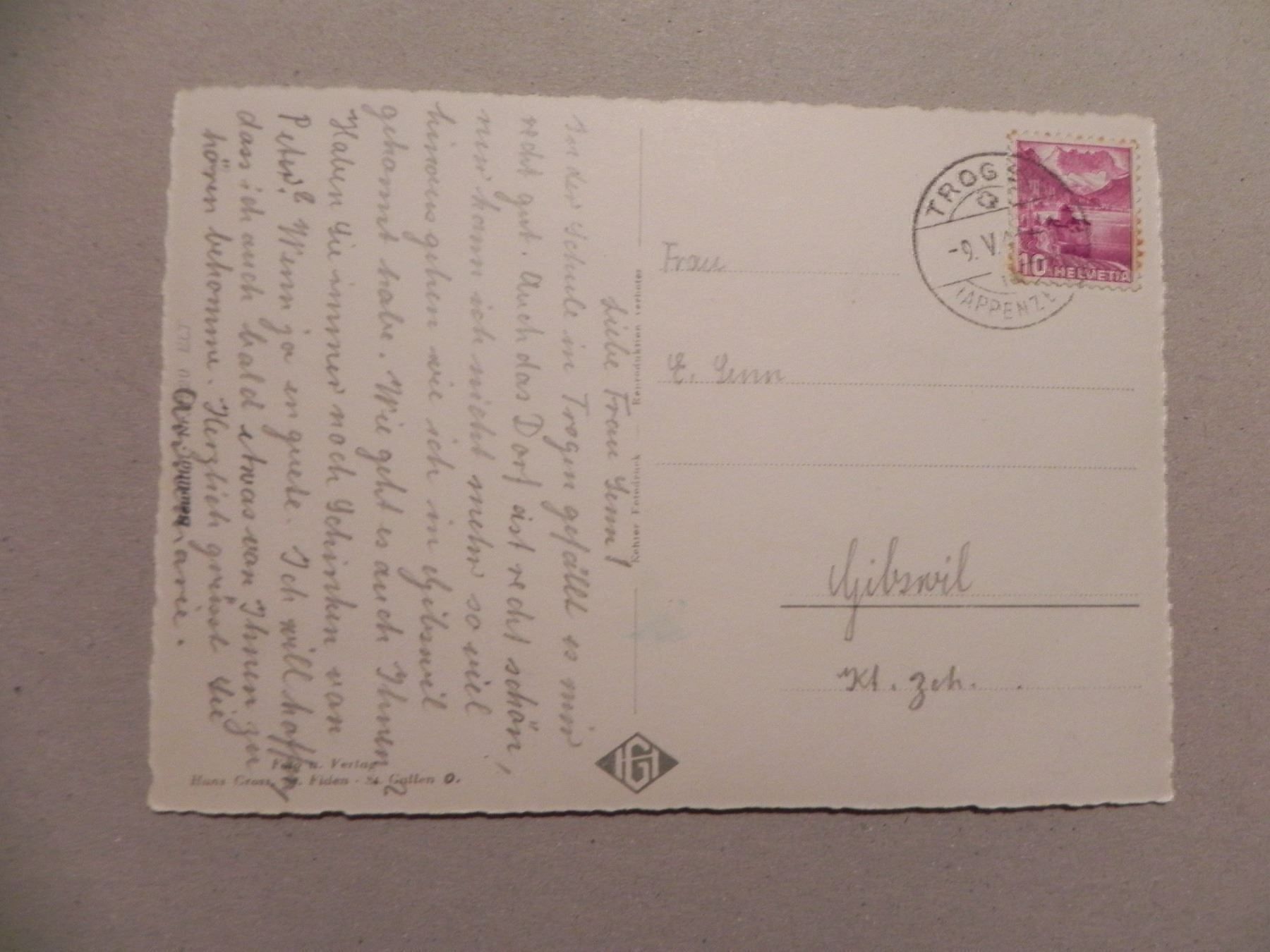 Cartoline postali: Karte Trogen App. Kantonsschule 1941 – Usato da Siebnen venduto da krimsie 1
