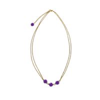 Edelstahl Halskette 18K vergoldet Amethyst