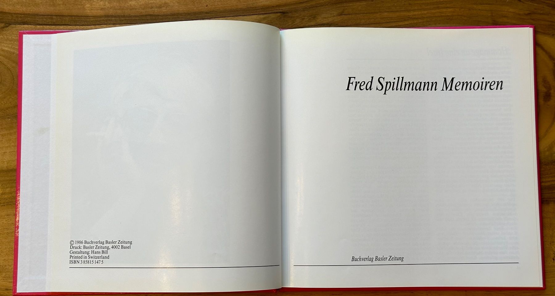 Bücher: Fred Spillmann Memoiren, 1986 – Gebraucht aus Basel von  3