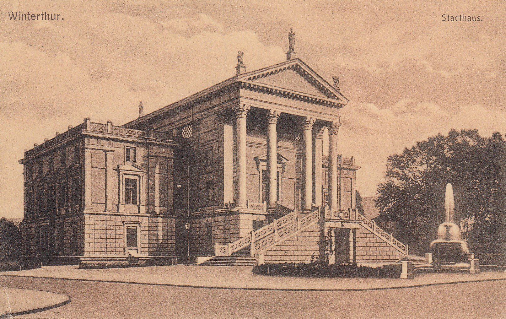 Ansichtskarten: Winterthur  ZH  -   Stadthaus       um 1908 – Gebraucht aus Brig von Valcards54