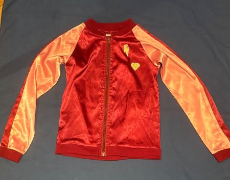 Veste bomber satinée rouge et rose, taille 122/128