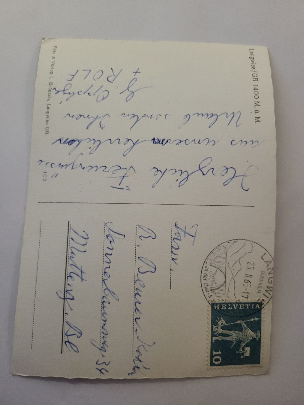 Cartoline postali: Ansichtskarte Winterlandschaft Langwies GR mit Hotel  Rmu – Usato da nunningen venduto da mic_88k2 1