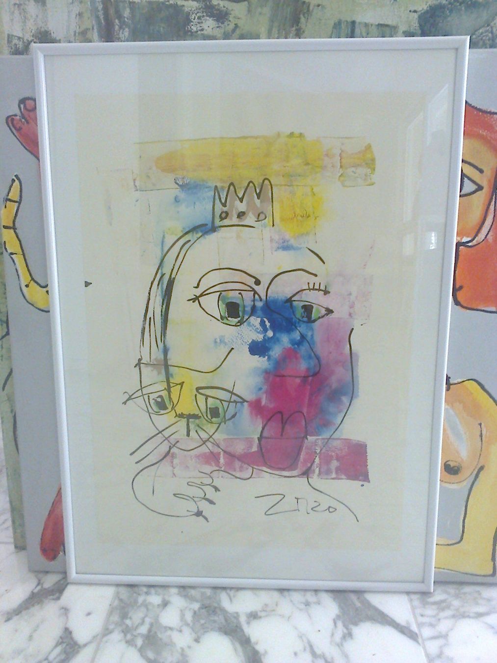 Poster & Bilder: Queen mit Katze Original Unikat gerahmt – Neu (gemäss Beschreibung) aus Camorino von Campellino 1