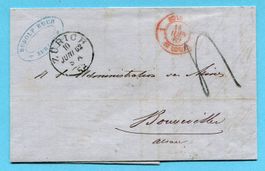 Faltbrief von Zürich nach Bouvewiller (Elsass) 1862