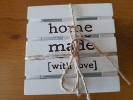 4 Untersetzer, home made with love, Holz, Deko, Shabby Chic