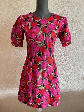 Abendkleid Partykleid Minikleid Tulpen Druck Gr S