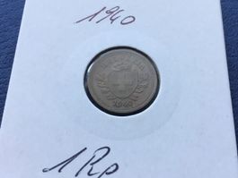 Sehr schöne 1 Rappen 1940 Unzirkuliert