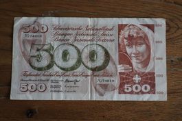 Schweiz 500‑Franken Banknote – alte Ausgabe – Vorder‑ & Rück