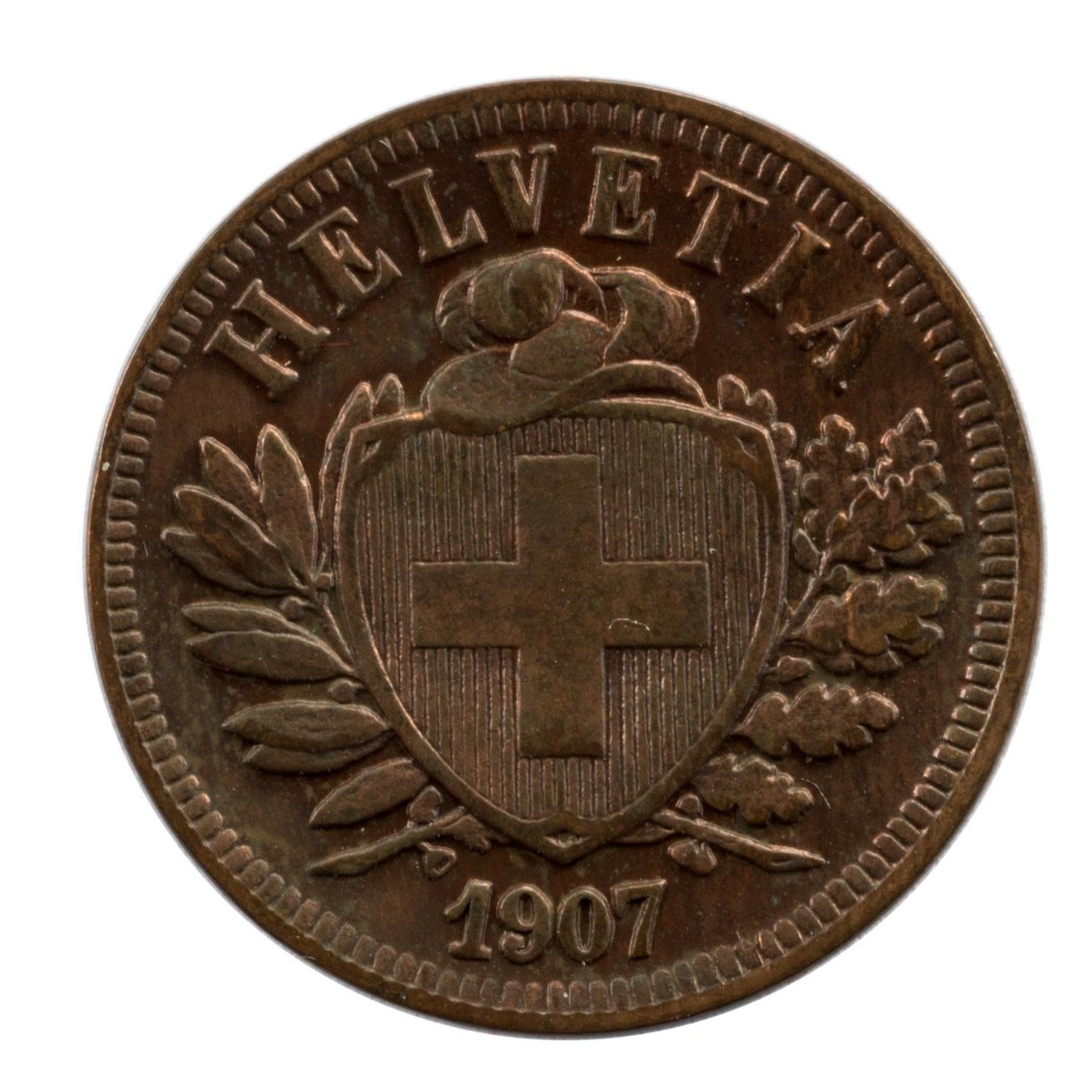 Tutti le monete: Schweiz / Suisse - 2 Rappen - 1907 – Usato da Rotkreuz venduto da Swiss-Coins