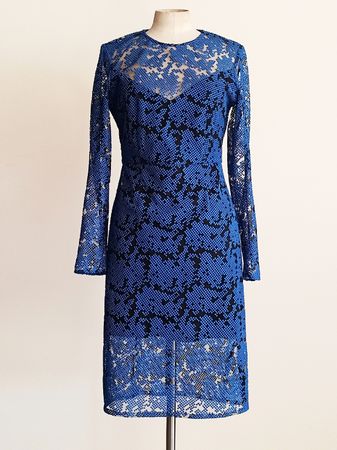 Robe en tulle brodée Diane von Furstenberg bleu cobalt, US 6