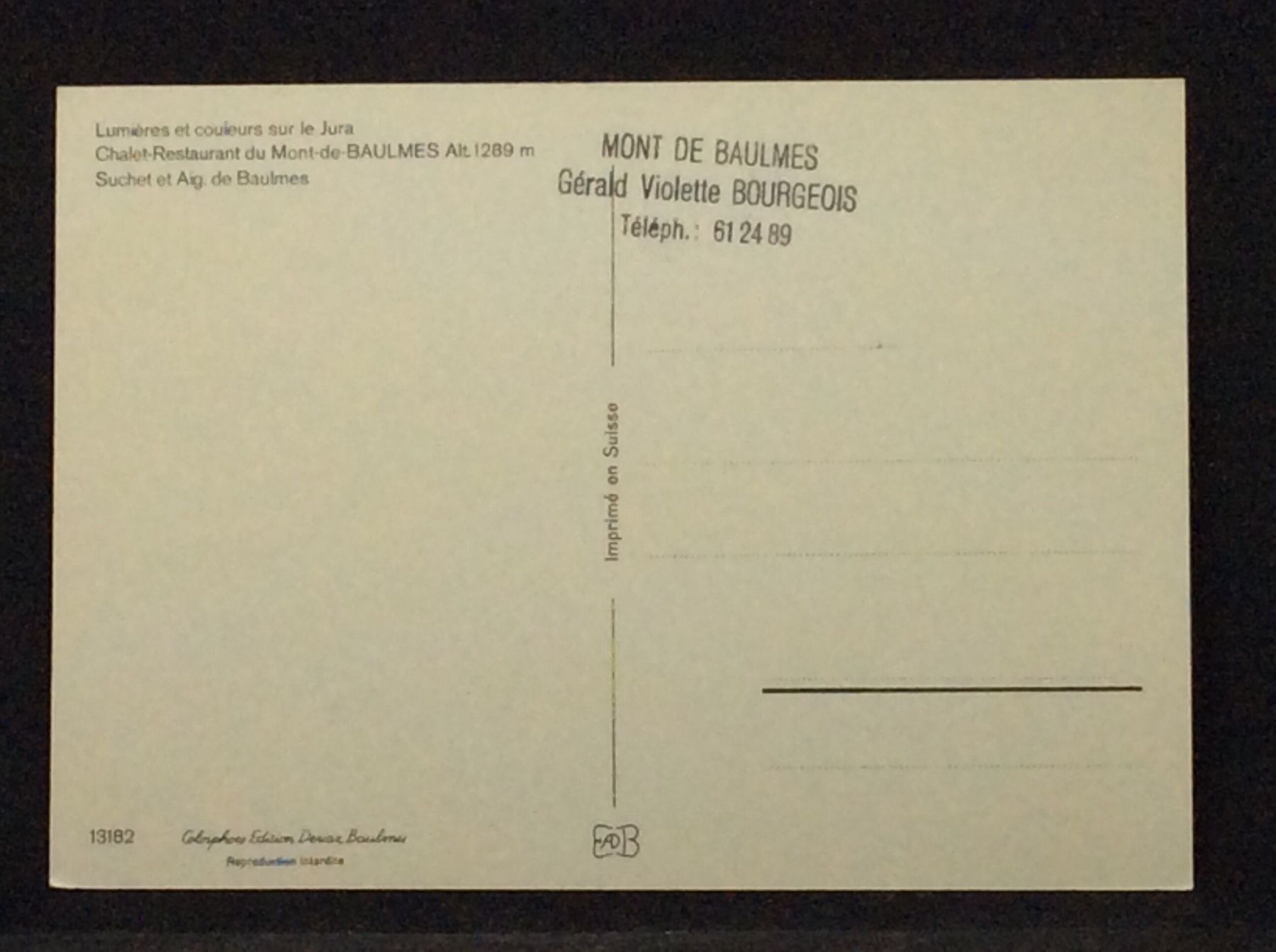 Cartoline postali: Chalet-Restaurant du Mont-de-Baulmes – Usato da Widnau venduto da Brusi9 1