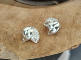 Grosse Diamant - Ohrclips in 18 Kt Weissgold ca 16g