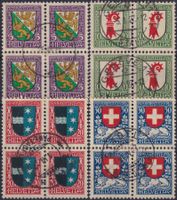 1926, Pro Juventute J37-J40 saubere Viererblöcke, Kat 220.-+