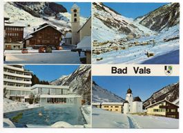 4-Bild-AK BAD VALS Dorfplatz Vals-Camp - Auto