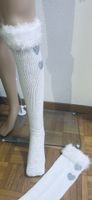 Overknee Socken Weiss mit Herzen neu