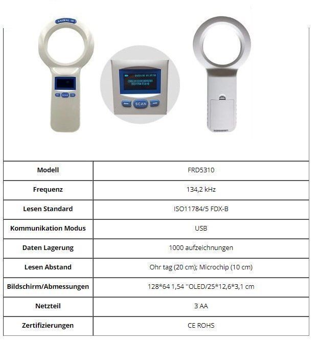 Scanner: RFID Micro-Chip Lesegerät * Universal – Nuovo e nell'imballaggio originale da Chur venduto da P0WER 1
