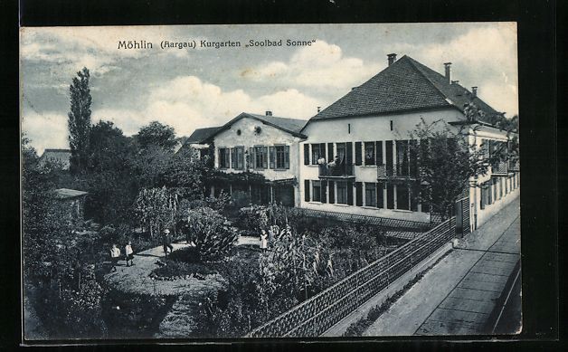 Cartoline postali: Möhlin /Aargau, Kurgarten Soolbad Sonne – Usato da Berlin venduto da bartko-reher