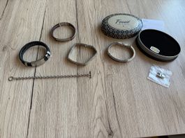 Herren Armband-Set Edelstahl inkl. Fossil mit Box